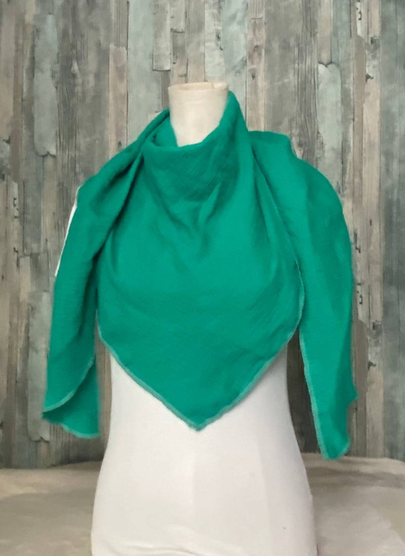 Dreieckstuch Halstuch "Grün " Musselin Wickelschal Tuch Handmade Schal Einlagig Dreieckstuch Halstuch "Grün " Musselin Wickelschal Tuch Handmade Schal Einlagig von Liolinos