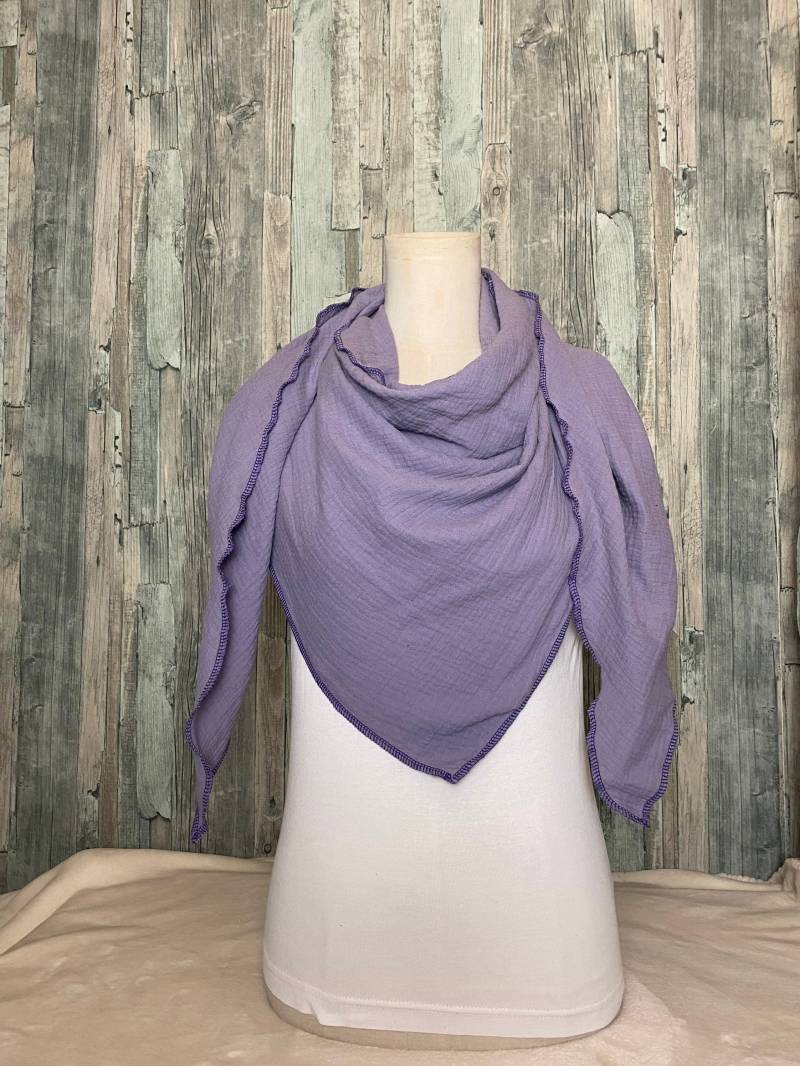 Dreieckstuch Halstuch Musselin Lavendel Wickelschal Tuch Handmade Schal Einlagig von Liolinos