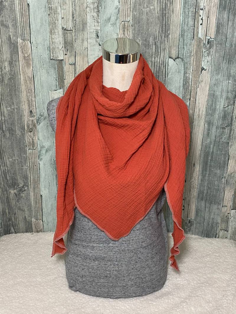 Dreieckstuch Halstuch "Terra" Musselin Wickelschal Tuch Handmade Schal Einlagig von Liolinos