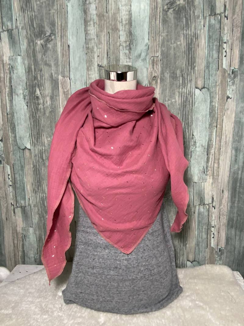 Dreieckstuch Musselin Halstuch "Goldene Streifen " Wickelschal Tuch Handmade Schal Einlagig Dreieckstuch Musselin Halstuch "Goldene Streifen " Wickelschal Tuch Handmade Schal Einlagig von Liolinos