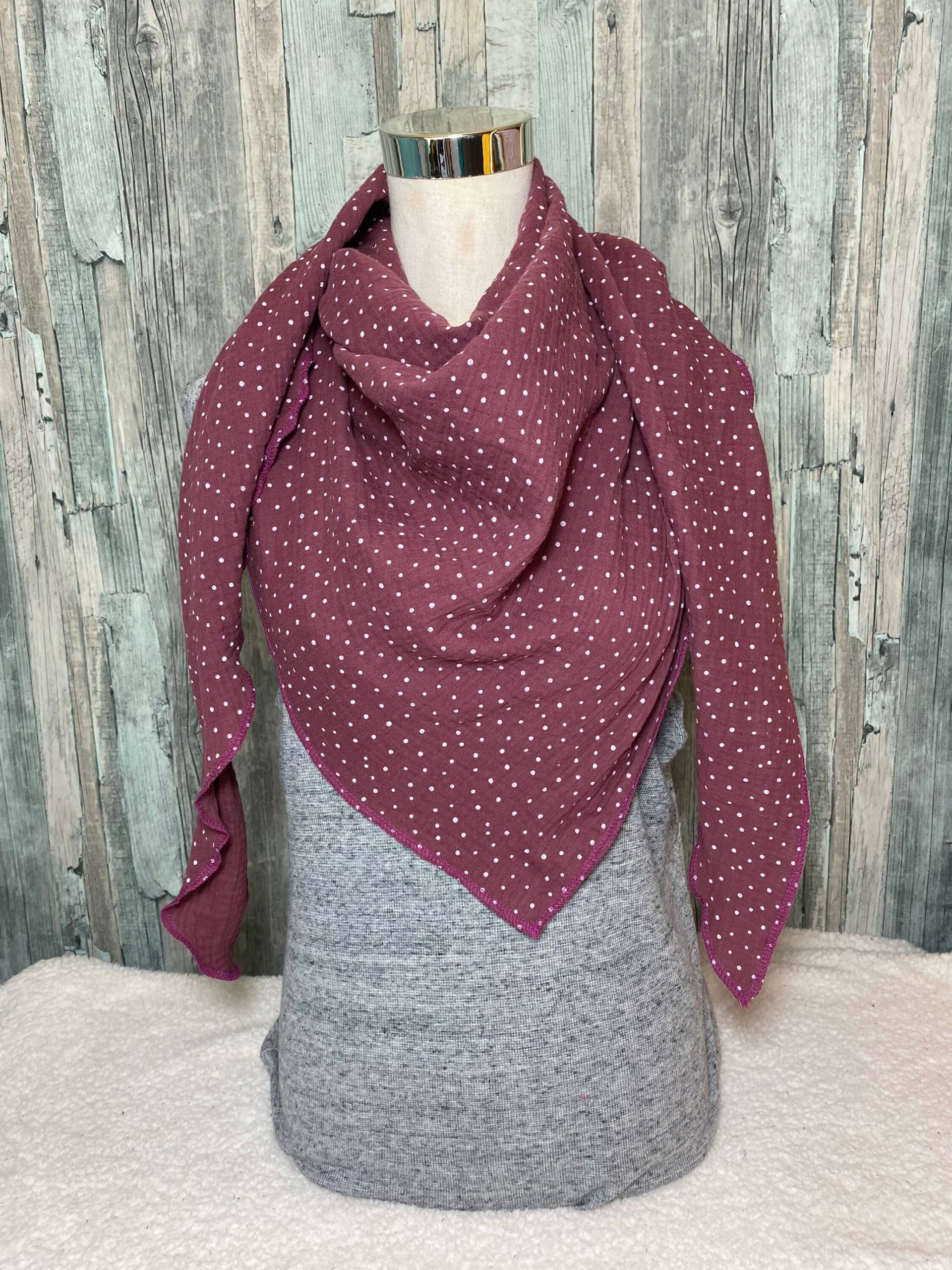 Dreieckstuch Xxl "Pflaume Mit Punkten " Musselin Wickelschal Tuch Handmade Schal Sommertuch Einlagig Dreieckstuch Xxl "Pflaume Mit Punkten " Musselin Wickelschal Tuch Handmade Schal Sommertuch Einlagig von Liolinos