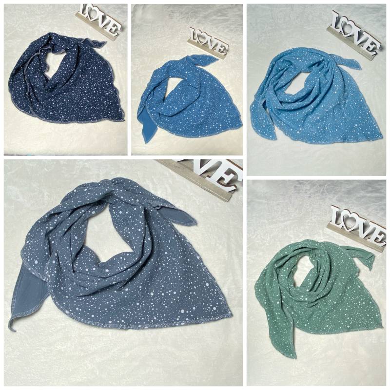 Kinder Musselinhalstuch Punkte Grün , Blau" Dreieckstuch Musselin Wickelschal Tuch Handmade Schal von Liolinos