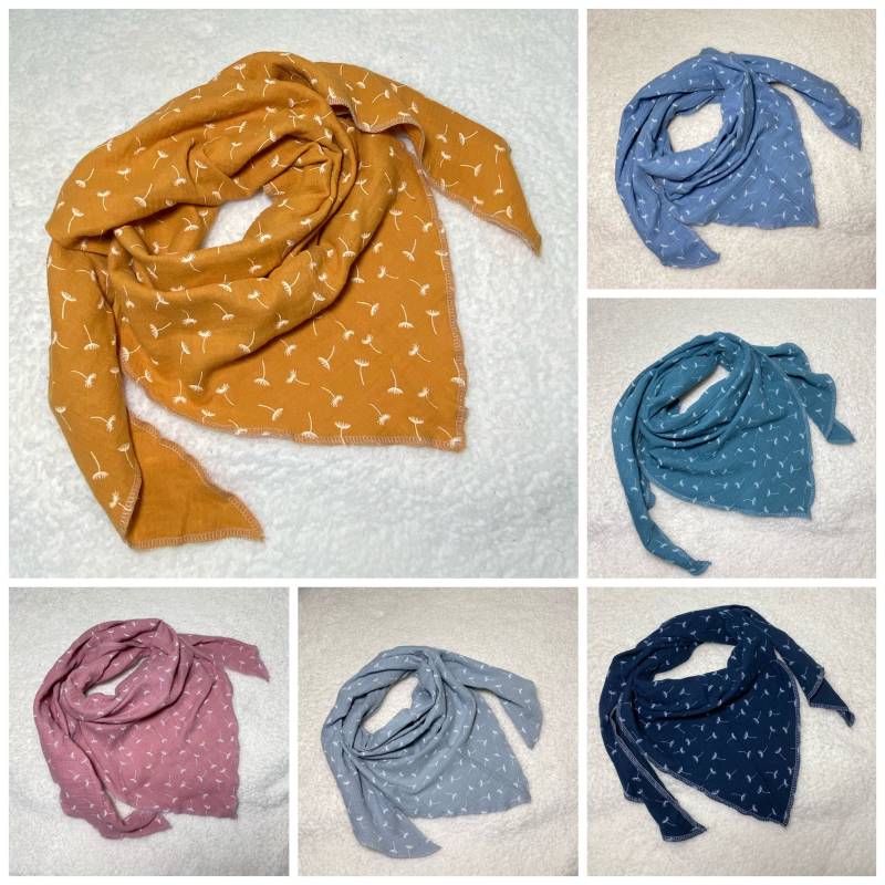 Kinder Musselinhalstuch Pusteblume Dreieckstuch Musselin Wickelschal Tuch Handmade Schal von Liolinos