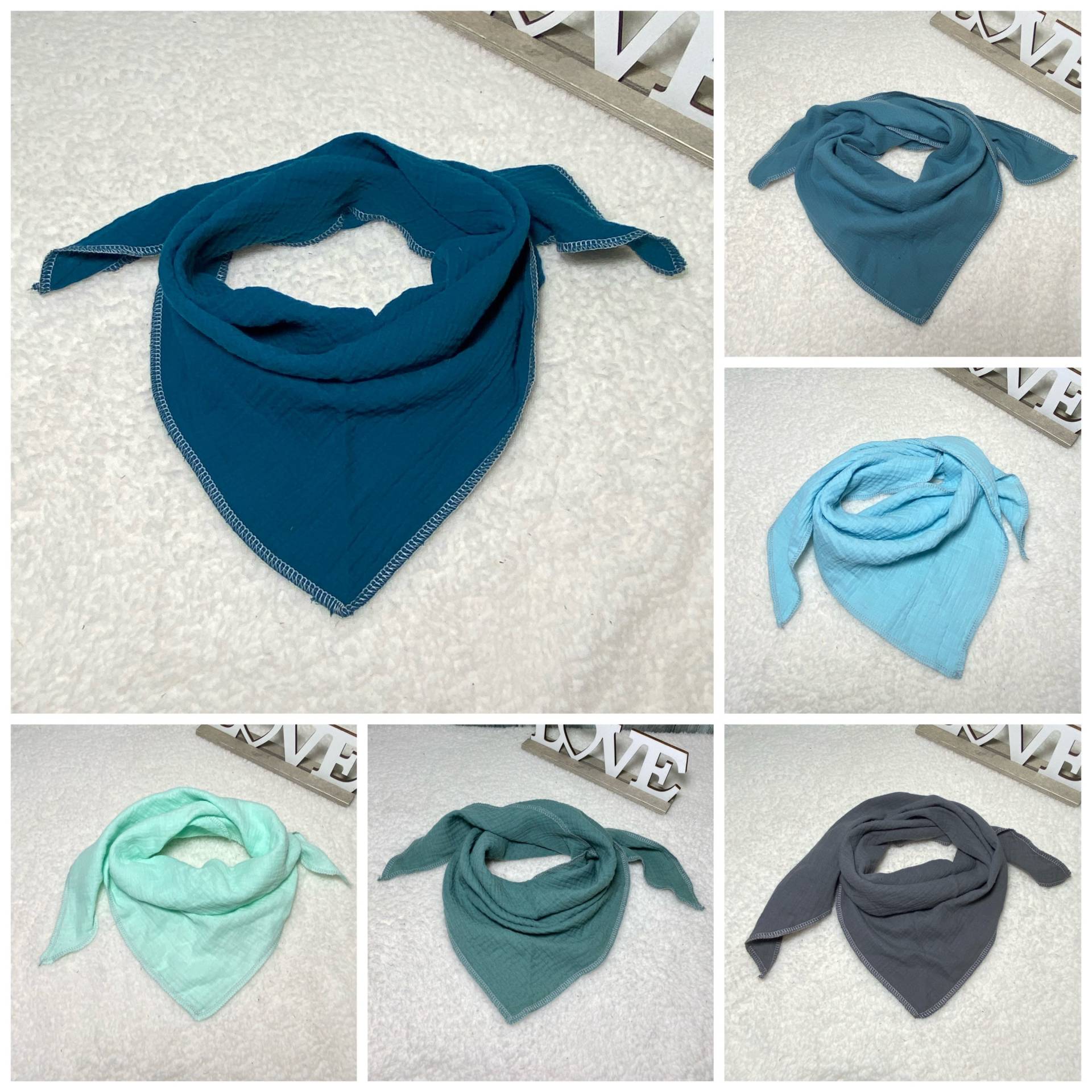 Kleinkind Musselinhalstuch Uni Blau, Petrol, Grün Versch. Farben Dreieckstuch Musselin Wickelschal Tuch Handmade Schal von Liolinos