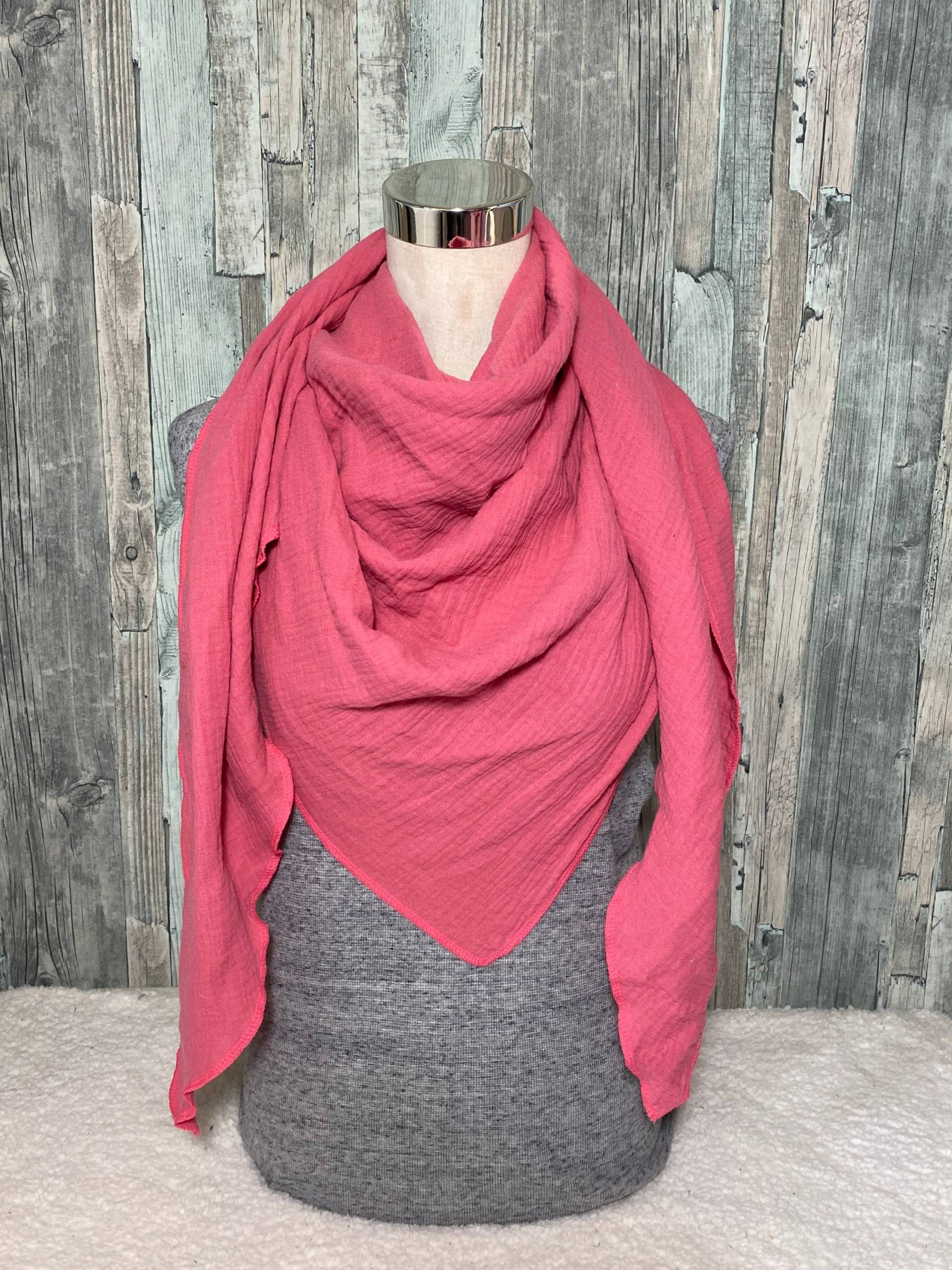 Musselin Dreieckstuch Xxl"Himbeere" Halstuch Wickelschal Tuch Handmade Schal Sommertuch Einlagig von Liolinos