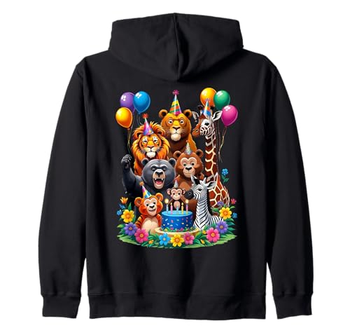 Zoo Tier Geburtstag Party Outfit Kleinkind Mädchen Junge 6, 7, 8, 9 Kapuzenjacke Zoo Tier Geburtstag Party Outfit Kleinkind Mädchen Junge 6, 7, 8, 9 Kapuzenjacke von Lion Bear Giraffe Monkey Zebra Party Africa Animal