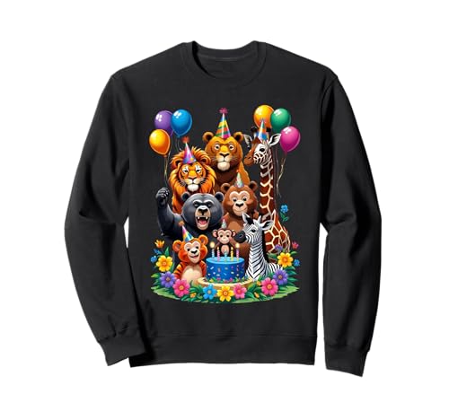 Zoo Tier Geburtstag Party Outfit Kleinkind Mädchen Junge 6, 7, 8, 9 Sweatshirt Zoo Tier Geburtstag Party Outfit Kleinkind Mädchen Junge 6, 7, 8, 9 Sweatshirt von Lion Bear Giraffe Monkey Zebra Party Africa Animal