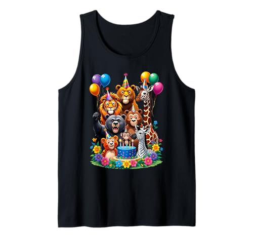 Zoo Tier Geburtstag Party Outfit Kleinkind Mädchen Junge 6, 7, 8, 9 Tank Top Zoo Tier Geburtstag Party Outfit Kleinkind Mädchen Junge 6, 7, 8, 9 Tank Top von Lion Bear Giraffe Monkey Zebra Party Africa Animal
