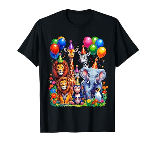 Niedliches Zoo-Tier-Party-Thema für Mädchen oder Jungen, Mütter oder Väter T-Shirt Niedliches Zoo-Tier-Party-Thema für Mädchen oder Jungen, Mütter oder Väter T-Shirt von Lion Bear Giraffe Monkey Zebra Penguin Birthday