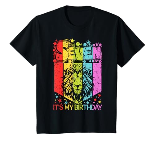 Kinder 7. Geburtstag Junge Mädchen 7 Jahre alt Löwe Geburtstag T-Shirt Kinder 7. Geburtstag Junge Mädchen 7 Jahre alt Löwe Geburtstag T-Shirt von Lion Birthday Party For Boys And Girls