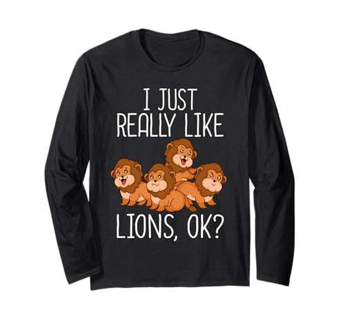 Niedlicher Löwen-Liebhaber, Kinder, Löwenliebhaber, Damen, Herren, Löwe Langarmshirt von Lion Gifts For Men & Women