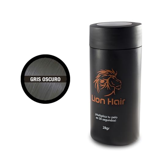 LION HAIR. Haarfasern, 28 g, vermehren Sie Ihr Haar in 30 Sekunden, Haarverdichtung, Baumwollfasern für Damen und Herren, Dunkelgrau von Lion Hair