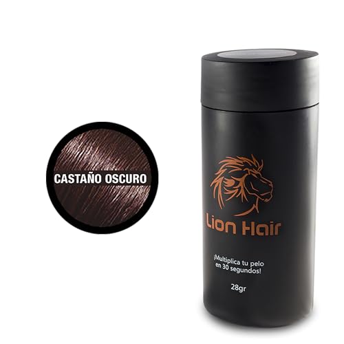 LION HAIR. Haarfasern, 28 g, vermehren Sie Ihr Haar in 30 Sekunden, Haarverdichtung, Baumwollfasern für Damen und Herren (Dark Brown (Dunkelbraun)) von Lion Hair