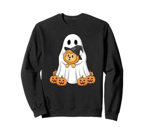 Lustiger Geist Löwe Kürbis Halloween Kinder Herren Damen Sweatshirt von Lion Lovers Cute Halloween Outfits for Boy Girl