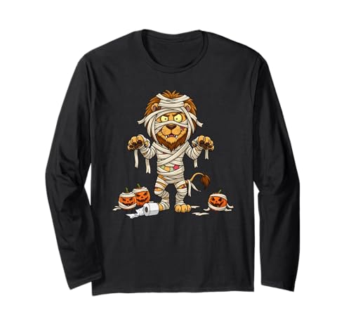 Lustiger Löwe, Mama, Kürbis, Halloween, Kinder, Herren und Damen Langarmshirt von Lion Lovers Cute Halloween Outfits for Boy Girl