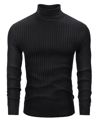 Lion Nardo Herren Rollkragenpullover Slim Fit Pullover für Herren Langarm Pullover Stretch Casual Thermopullover, Schwarz, Groß von Lion Nardo