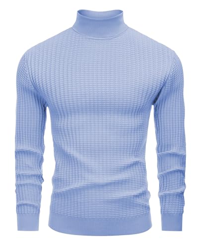 Lion Nardo Herren Rollkragenpullover Slim Fit Rollkragenpullover für Herren Langarm Pullover Sweater Thermopullover, Blau, Klein von Lion Nardo