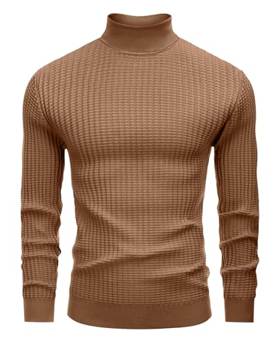 Lion Nardo Herren Rollkragenpullover Slim Fit Rollkragenpullover für Herren Langarm Pullover Sweater Thermopullover, Kaffee, Mittel von Lion Nardo