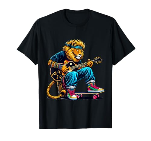 Lustiger Löwe, der Gitarre spielt, Kunst für Männer und Frauen, Skateboard-Liebhaber T-Shirt Lustiger Löwe, der Gitarre spielt, Kunst für Männer und Frauen, Skateboard-Liebhaber T-Shirt von Lion Playing Guitar Art Men Women Skateboard lover