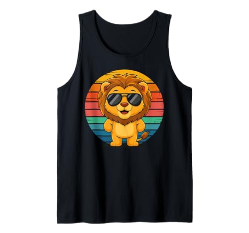 Retro Löwe in Sonnenbrille Löwe Vintage Stil Männer Frauen Kinder Tank Top Retro Löwe in Sonnenbrille Löwe Vintage Stil Männer Frauen Kinder Tank Top von Lion Retro Style Design