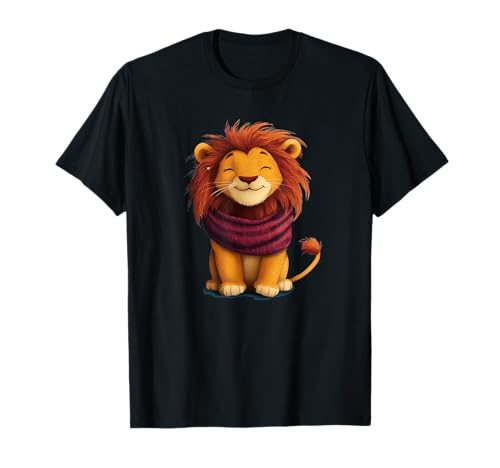 Lächelnder Winterlöwe mit Schalkostüm für Erwachsene und Kinder T-Shirt Lächelnder Winterlöwe mit Schalkostüm für Erwachsene und Kinder T-Shirt von Lion Shawl Outfit