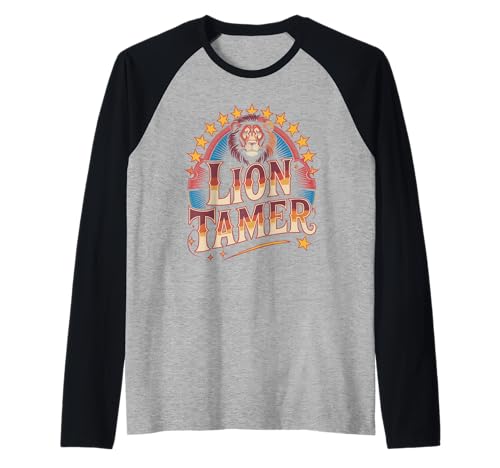 Löwe Tamer Shirt Herren Damen Kostüm Ringmaster Kostüm Raglan von Lion Tamer Designs By ShirtZilla