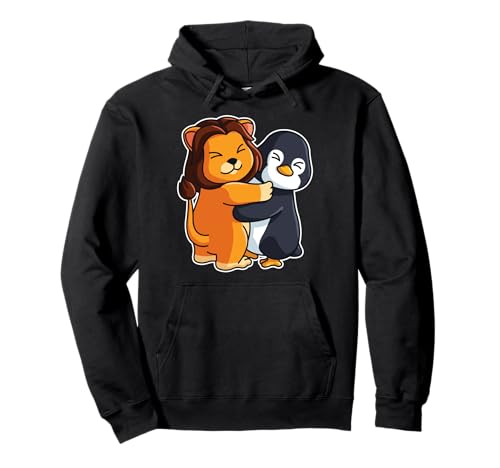 Pinguin und Löwe niedliche Tiere für Frauen Tierumarmung Pullover Hoodie von Lion and Penguin Hug Animal Girls Women Kids