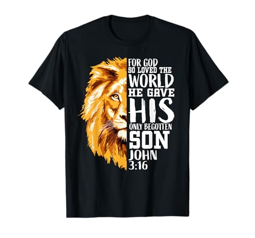 Christliche Geschenke für Männer Lion of Judah Graphic God John 3:16 T-Shirt Christliche Geschenke für Männer Lion of Judah Graphic God John 3:16 T-Shirt von Lion of Judah Faith Co
