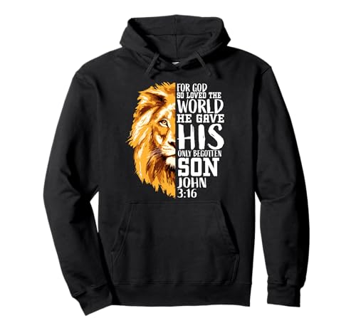Christliche Geschenke für Männer Lion of Judah Graphic God John 3:16 Pullover Hoodie Christliche Geschenke für Männer Lion of Judah Graphic God John 3:16 Pullover Hoodie von Lion of Judah Faith Co