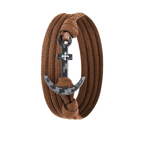 Kohlenstoff-Armband mit 100% Anker Kreuz Infinity Carbon-Anhänger Wickelarmband Herren (CHOCOLATE) von Lion & Son