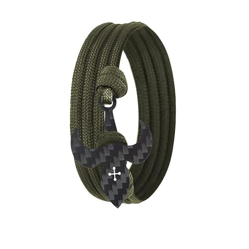 Kohlenstoff-Armband mit 100% Anker Kreuz Infinity Carbon-Anhänger Wickelarmband Herren (Lily) von Lion & Son