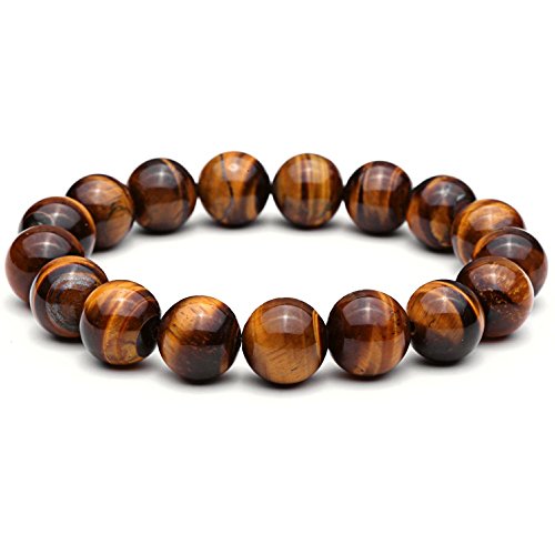 Lion&Son Gaia Armband - Tigerauge Herren Men Schwarz Natur Perlen Schmuck Vintage Rock Bracelet Fashion Onyx Matt Lava, Farbe:Brown von Lion & Son
