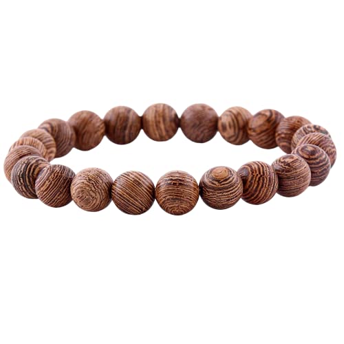 Lion & Son Holz-Perlen Armband Herren Buddha-Armreifen Damen-Armschmuck Gladiator Helm Wood Hamsa Skull Hantel Fitness Bracelet Hand gebunden Armreif Surfer Wasserfest von Lion & Son