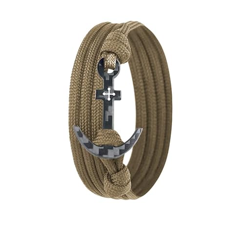 Lion & Son Kohlenstoff-Armband mit 100% Anker Kreuz Infinity Carbon-Anhänger Wickelarmband Herren (Anker) von Lion & Son