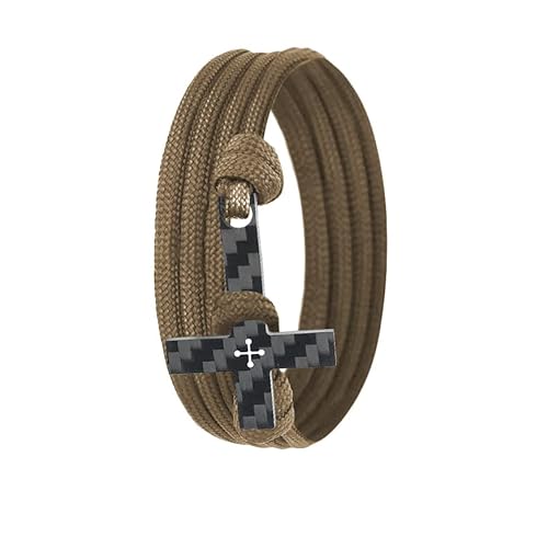Lion & Son Kohlenstoff-Armband mit 100% Anker Kreuz Infinity Carbon-Anhänger Wickelarmband Herren (Kreuz) von Lion & Son