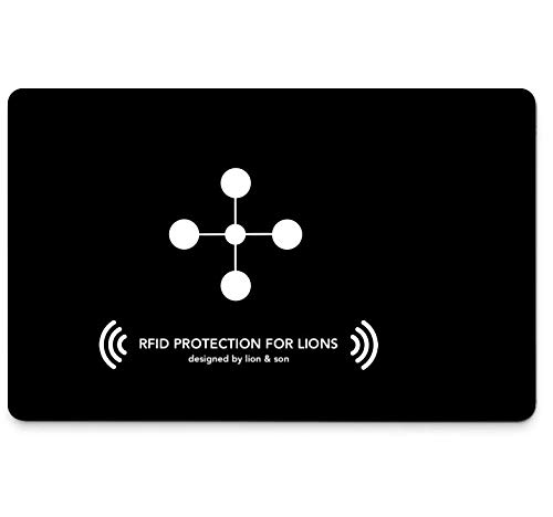 Lion & Son RFID Blocker-Karte - NFC Schutzkarte Störsender Schwarz - Kreditkarten-Schutz | Blockierkarte Geldbörse - Ausweise, Reisepass | Geschenk für Frauen und Männer Lion & Son RFID Blocker-Karte - NFC Schutzkarte Störsender Schwarz - Kreditkarten-Schutz | Blockierkarte Geldbörse - Ausweise, Reisepass | Geschenk für Frauen und Männer von Lion & Son