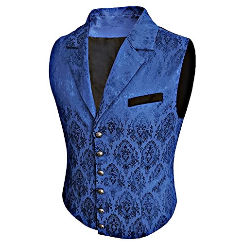 Herren viktorianische Anzugweste Steampunk Gothic Weste - Blau - Medium von Lioop