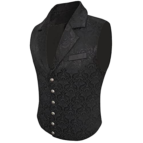 Herren viktorianische Anzugweste Steampunk Gothic Weste - Schwarz - Large von Lioop