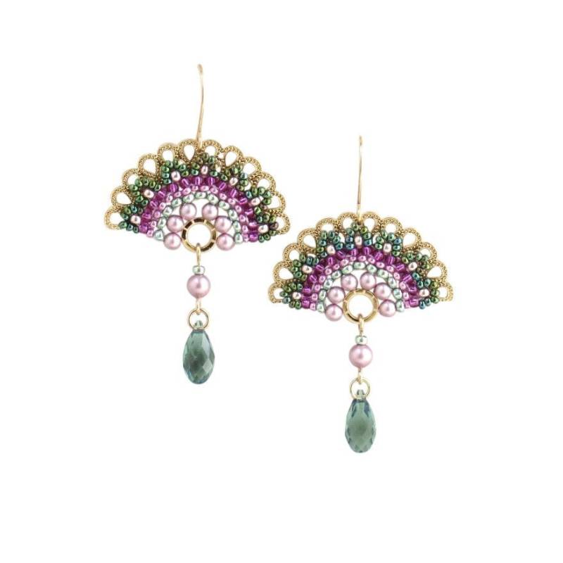 Fächerohrring, Gruene Tropfen Ohrringe von LioraBJewelry