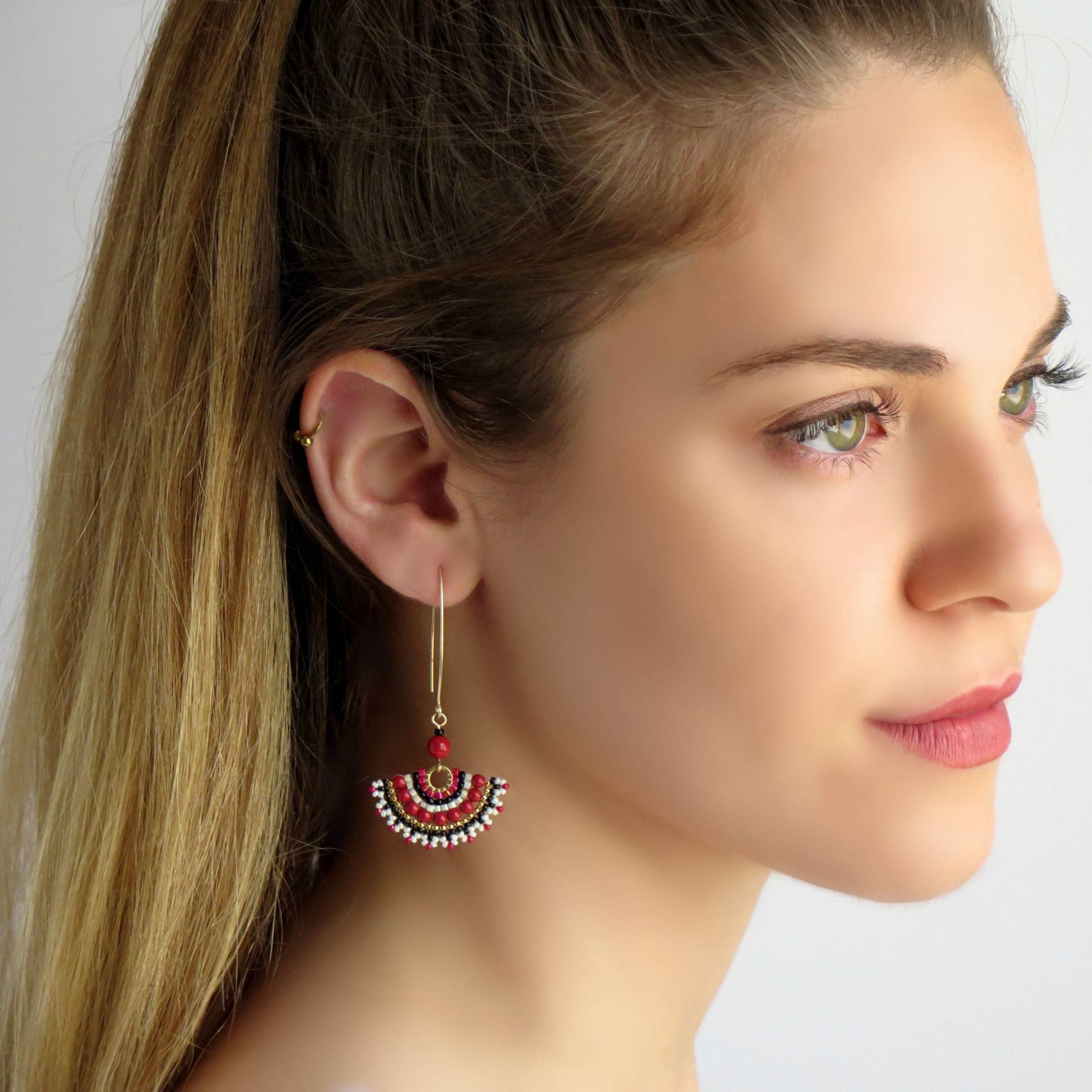 Hängende Lange Ohrringe, Fächerohrringe von LioraBJewelry