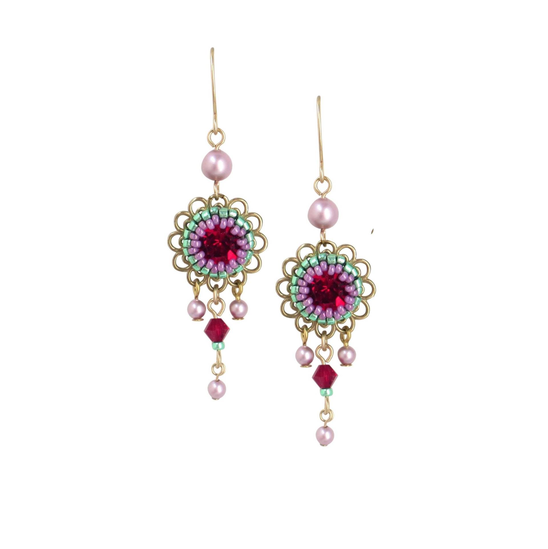 Hängende Ohrringe Mit Blume, Kristallohrringe von LioraBJewelry