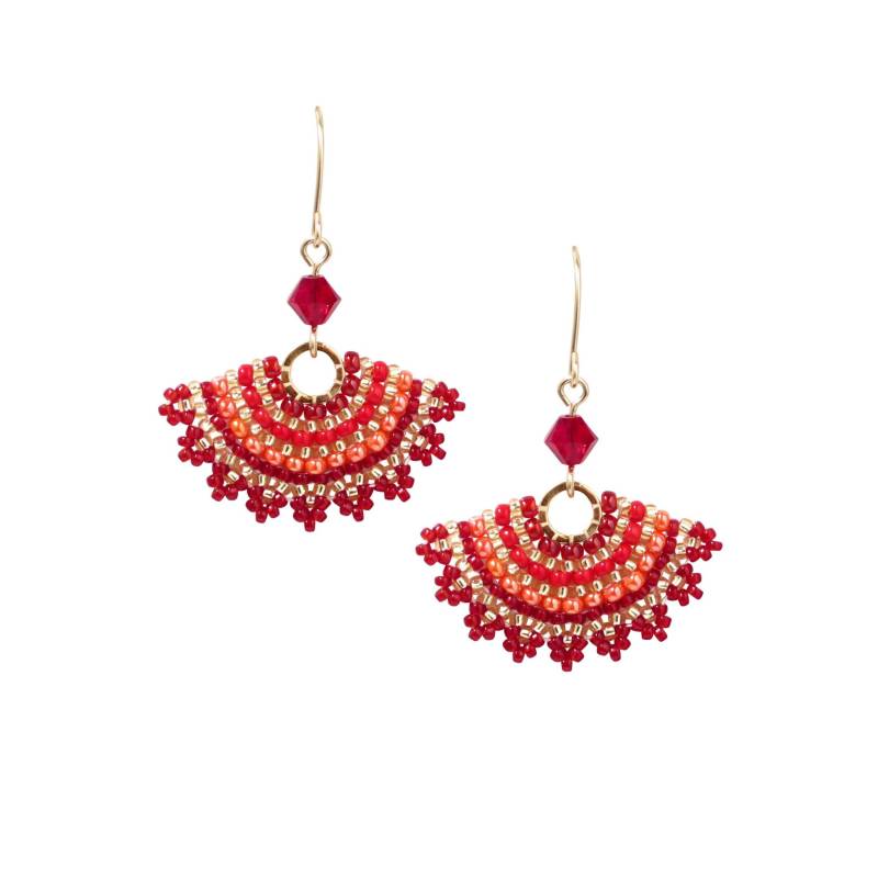 Hängende Rote Ohrringe, Fächerohrringe von LioraBJewelry
