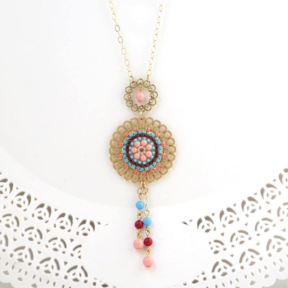 Lange Halskette Mit Anhaenger Aus Vergoldete von LioraBJewelry