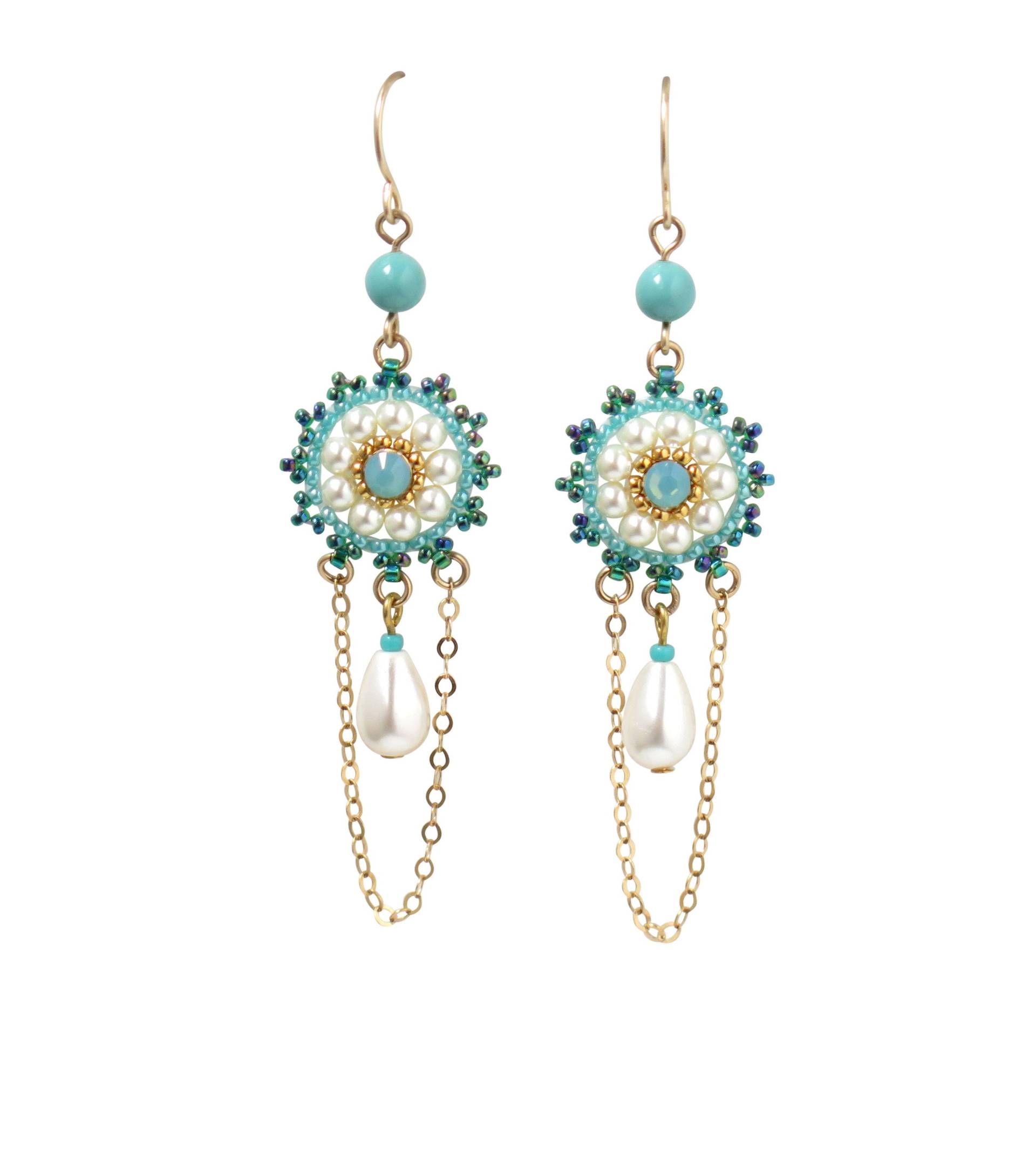 Lange Ohrhänge Mit Swarovski Perlen & Tropfen von LioraBJewelry