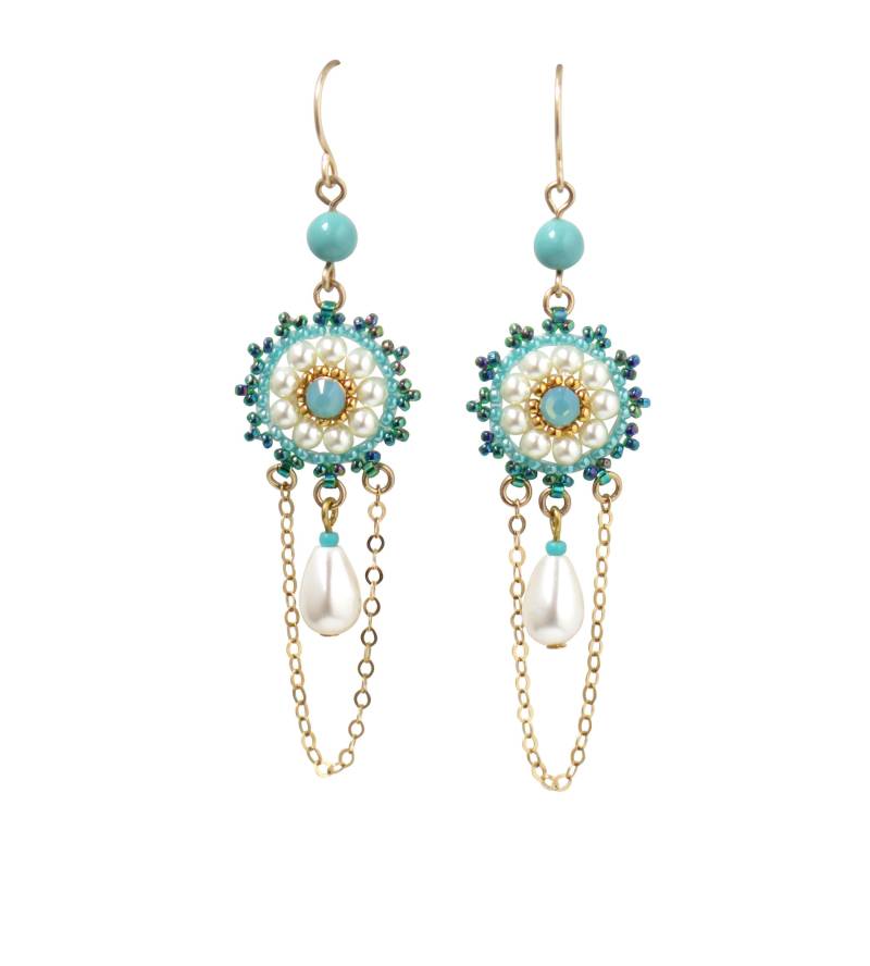 Lange Ohrhänge Mit Swarovski Perlen & Tropfen von LioraBJewelry