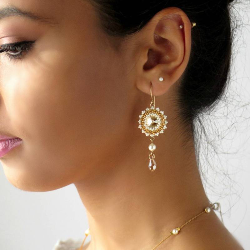 Ohrringe Mit Swarovsky Kristall, Brautschmuck von LioraBJewelry