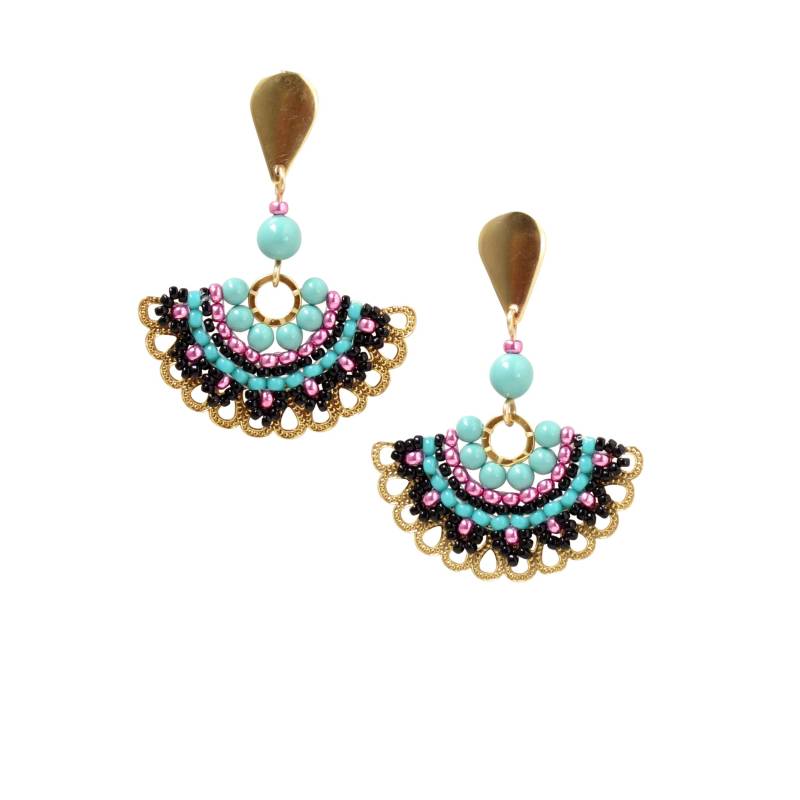 Ohrstecker, Lange Ohrstecker Für Frauen, Große Einzigartige Fächer Ohrringe, Perlenohrring, Ungewöhnliche Ohrringe von LioraBJewelry