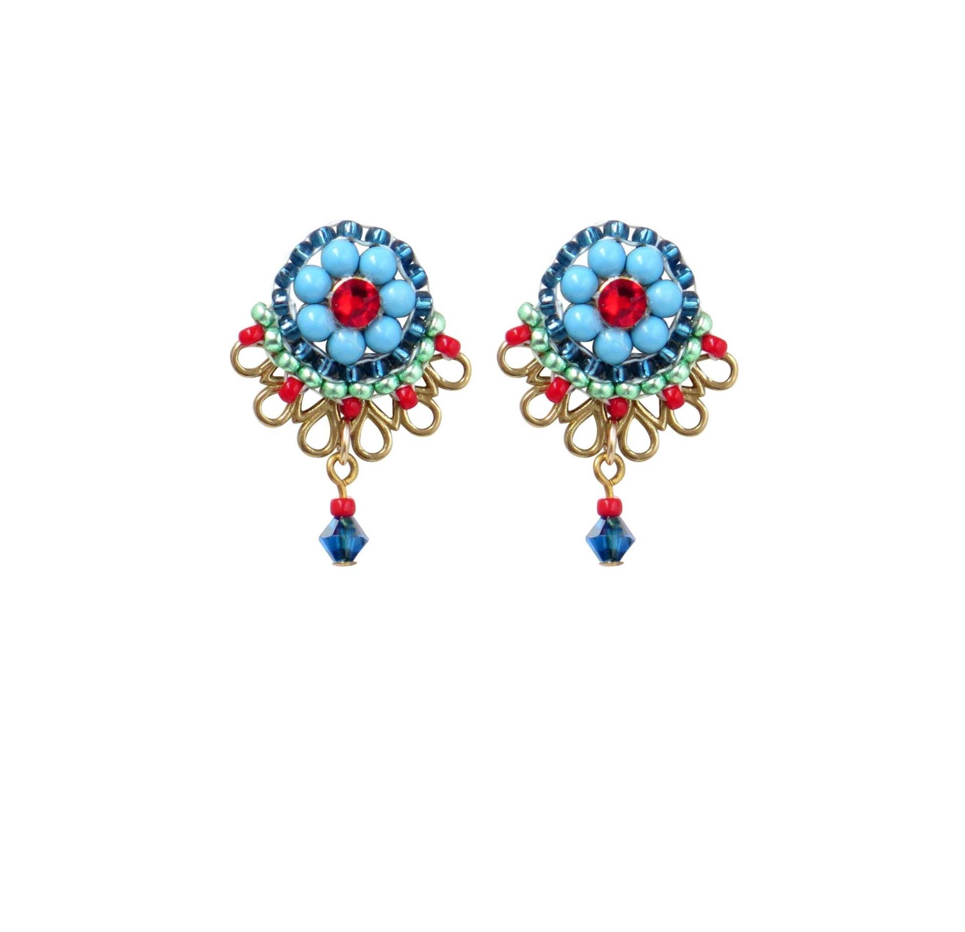 Post Niedlichen Ohrring, Frauen Einzigartige Ohrstecker, Türkis Und Rot Funky Ohrringe, Sweet 16 Schmuck, Hübsche Perlen Schmuck Für von LioraBJewelry