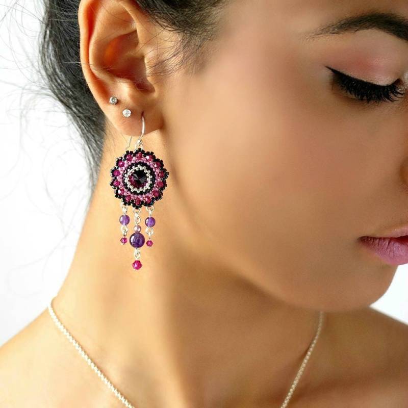 Violette Ohrringe, Sterling Silber Ohrrhänge von LioraBJewelry