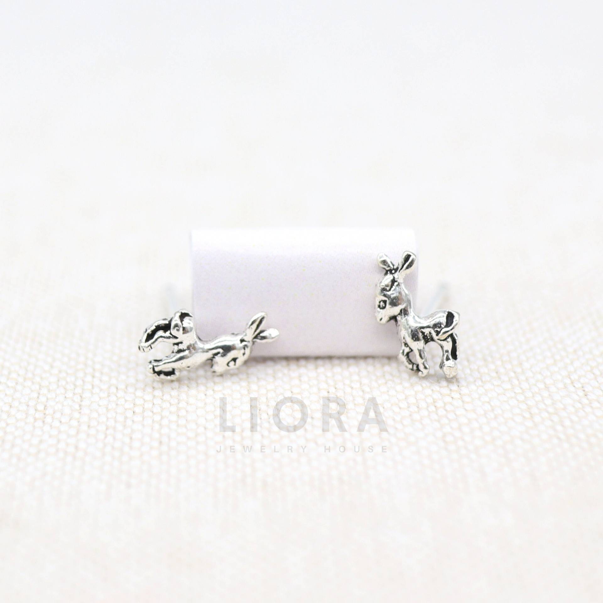 925 Sterling Silber Esel Ohrstecker, Ohrringe, Kleine Tier Geschenk, Kinder Ohrringe von Liorajewelryhouse